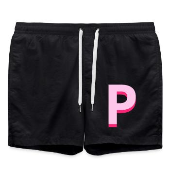 Pop und moderner rosa Buchstabe p - Badeshorts - Schwarz - Vorne - AI Model Male 185 light (185cm)