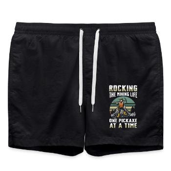 Rocking The Mining Life One Pickaxe At A Time - Badeshorts - Schwarz - Vorne - AI Model Male 185 light (185cm)
