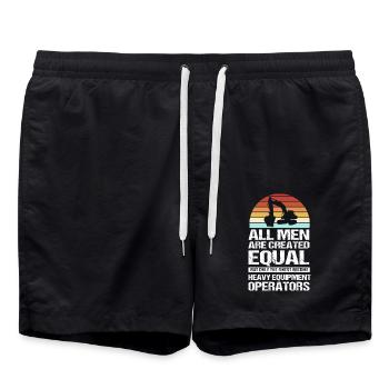 Construction site excavator driver excavation - Swim Trunks - black - Front - AI Model Male 185 light (185cm)