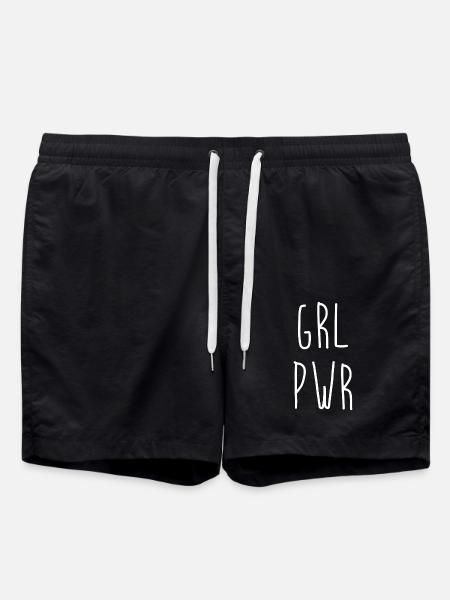 GRL PWR - Girl Power - Frauenpower - Short de bain - noir