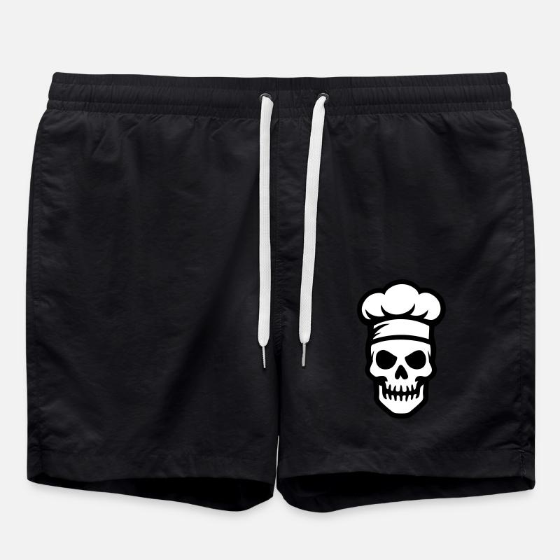 Chef Skeleton Chef Chef Hat - Swim Trunks - black