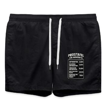 Price list for information office sayings - Swim Trunks - black - Front - AI Model Male 185 light (185cm)