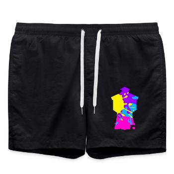 Wasserturm Langeoog bunt - Badeshorts - Schwarz - Vorne - AI Model Male 185 light (185cm)