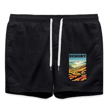 Beskides Montagnes Pologne Paysage - Short de bain - noir - Devant - AI Model Male 185 light (185cm)