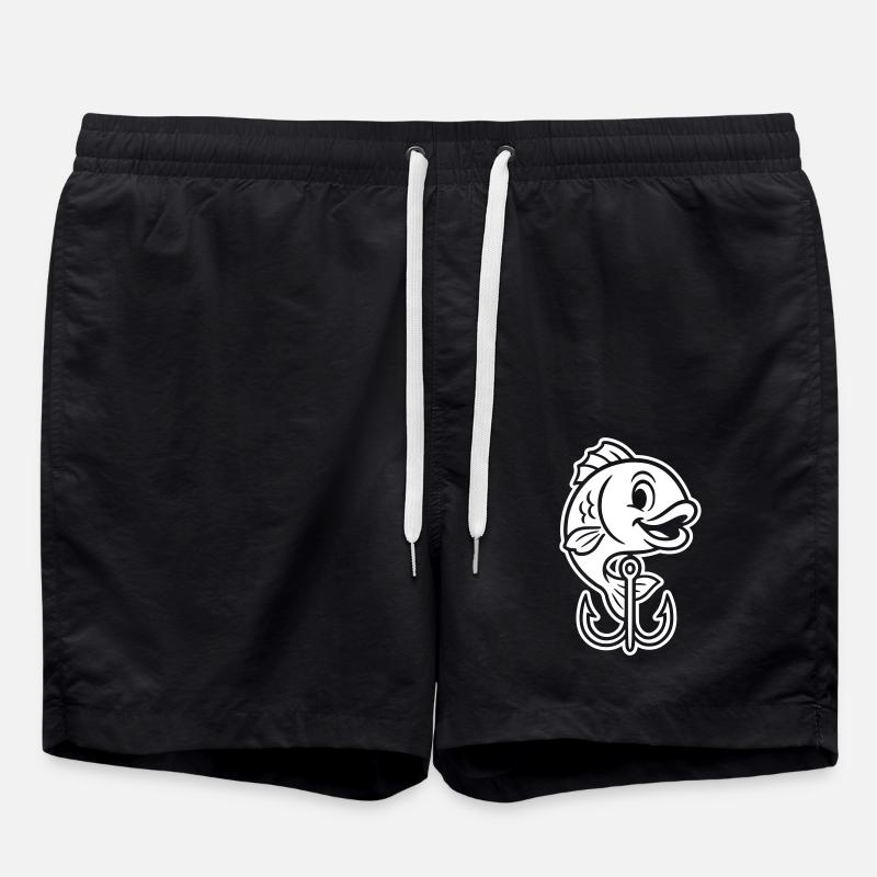 Fishhook Fish Comic - Swim Trunks - black