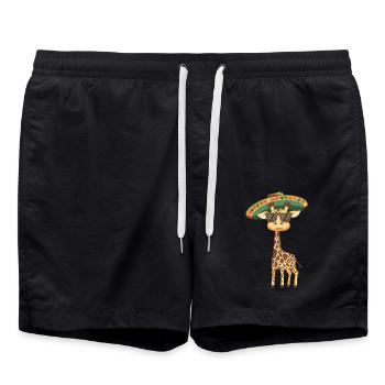 Girafe Drôle Sombrero - Short de bain - noir - Devant - AI Model Male 185 light (185cm)