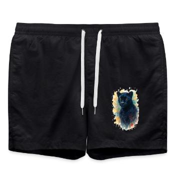 Panthère Aquarelle - Short de bain - noir - Devant - AI Model Male 185 light (185cm)