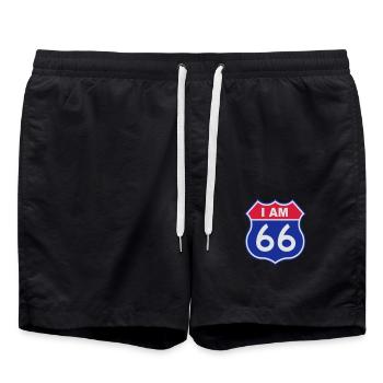 66 Geburtstag - Badeshorts - Schwarz - Vorne - AI Model Male 185 light (185cm)