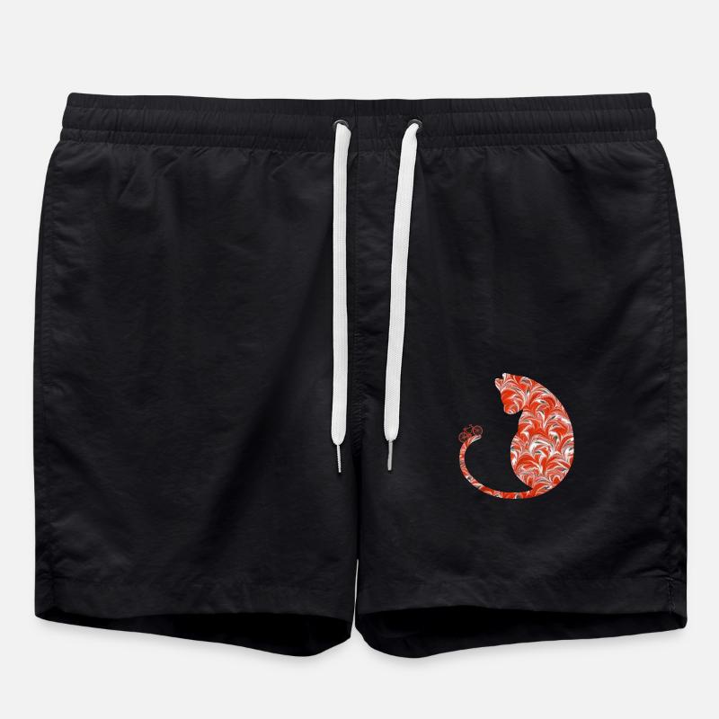 katze mit fahrrad e 231 - Badeshorts - Schwarz