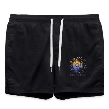 Live By The Sun Dream By The Moon Sonne Mond Boho - Swim Trunks - black - Front - AI Model Male 185 light (185cm)
