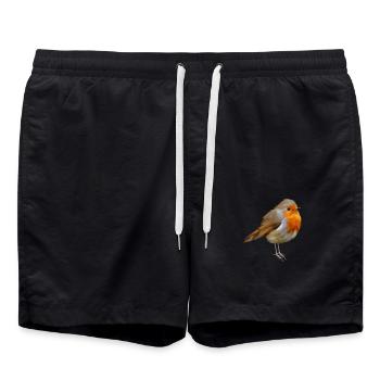 Rotkehlchen Robin - Badeshorts - Schwarz - Vorne - AI Model Male 185 light (185cm)