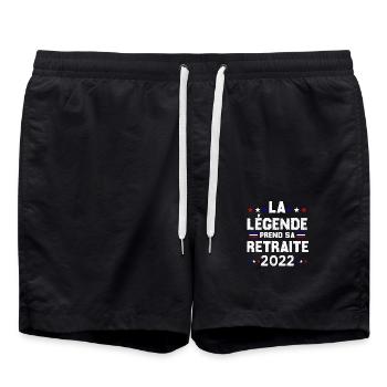 Retraite 2022 Cadeau Humour Personnalisé - Short de bain - noir - Devant - AI Model Male 185 light (185cm)