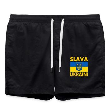 Slava ukraini - Swim Trunks - black - Front - AI Model Male 185 light (185cm)
