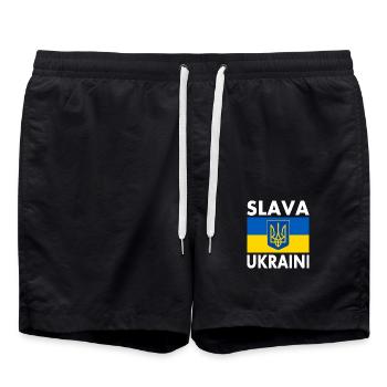 Slava ukraini - Short de bain - noir - Devant - AI Model Male 185 light (185cm)