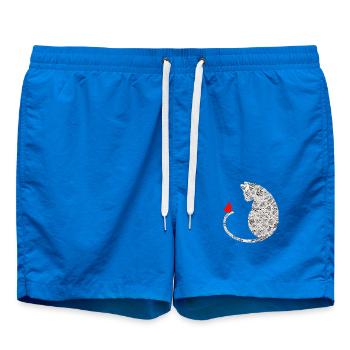 chat avec papillon blanc pointu - Short de bain - cobalt blue - Devant