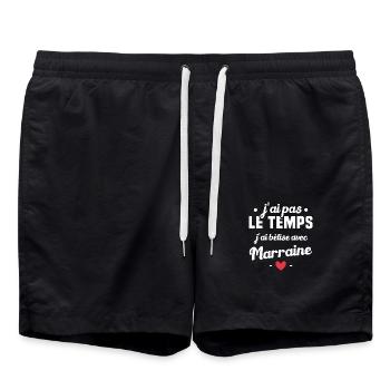 J'ai pas le temps, j'ai bêtise avec marraine ! - Short de bain - noir - Devant - AI Model Male 185 light (185cm)