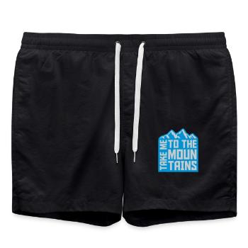 To the mountains quote - Swim Trunks - black - Front - AI Model Male 185 light (185cm)