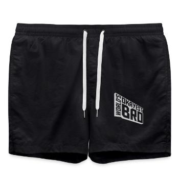 Cool Worlds okayest Bro - Swim Trunks - black - Front - AI Model Male 185 light (185cm)