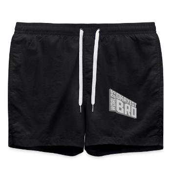 Worlds okayest Brother Text - Swim Trunks - black - Front - AI Model Male 185 light (185cm)