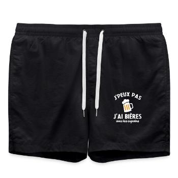 Cadeau humour j'peux pas j'ai bières avec copains - Short de bain - noir - Devant - AI Model Male 185 light (185cm)
