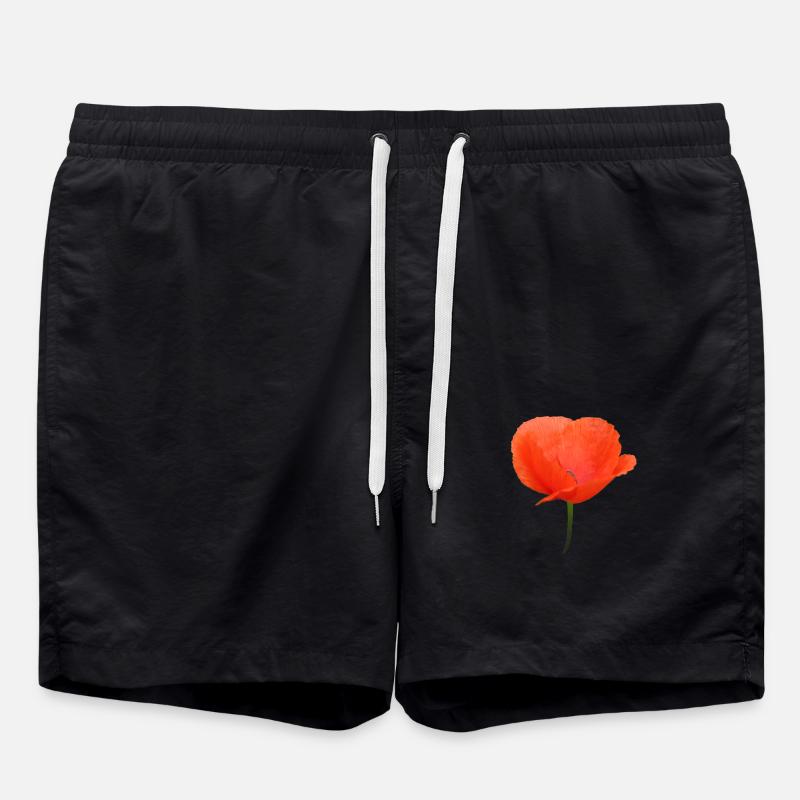 Coquelicot Poppy Fleur Rouge - Short de bain - noir