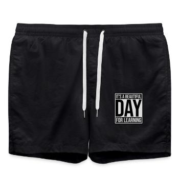 beautiful day for learning - Swim Trunks - black - Front - AI Model Male 185 light (185cm)
