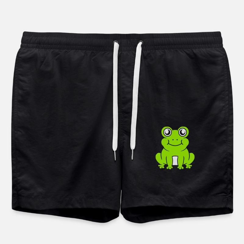 Comic süßer Frosch sitzend - Badeshorts - Schwarz