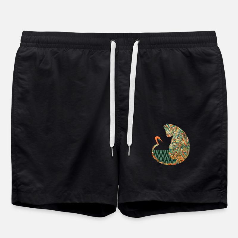 Cat with swimmer E 20 - Swim Trunks - black
