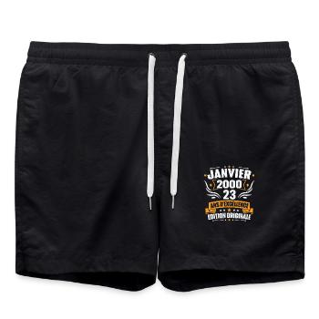 Vintage Cadeau Janvier 2000, 23 Ans Anniversaire - Short de bain - noir - Devant - AI Model Male 185 light (185cm)