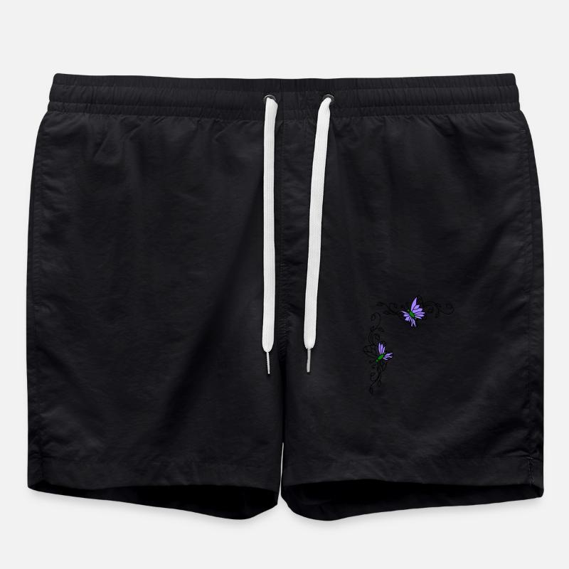 Papillons avec vrilles florales - Short de bain - noir
