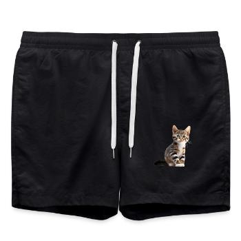 Cute young cat - Swim Trunks - black - Front - AI Model Male 185 light (185cm)