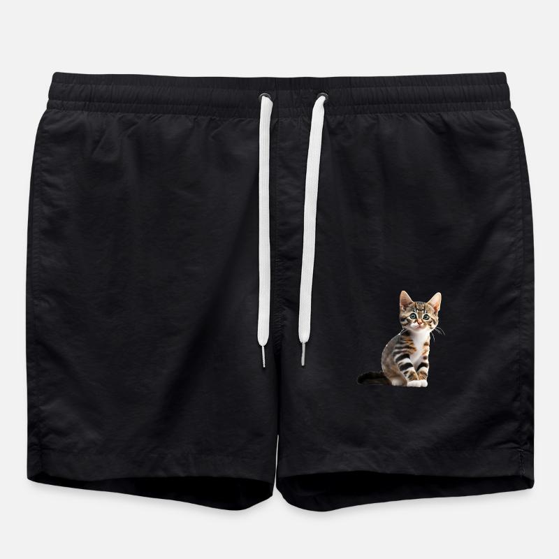 Cute young cat - Swim Trunks - black