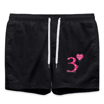 3 Geburtstag Happy birthday - Badeshorts - Schwarz - Vorne - AI Model Male 185 light (185cm)