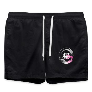 Japon modern enso rose - Short de bain - noir - Devant - AI Model Male 185 light (185cm)