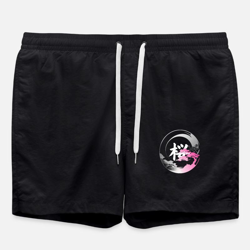 Japan moderne enso-Rose - Badeshorts - Schwarz