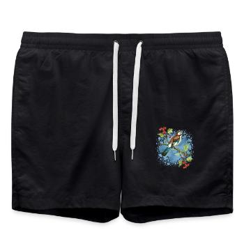 Oiseau coloré - Short de bain - noir - Devant - AI Model Male 185 light (185cm)