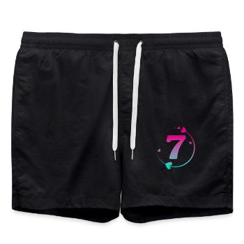 7e anniversaire cercle cœur coloré - Short de bain - noir - Devant - AI Model Male 185 light (185cm)