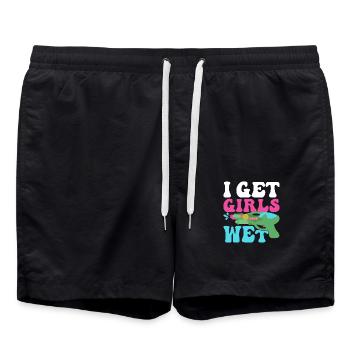 I Get Girls Wet Squirt Gun Summer Water Fun - Badeshorts - Schwarz - Vorne - AI Model Male 185 light (185cm)