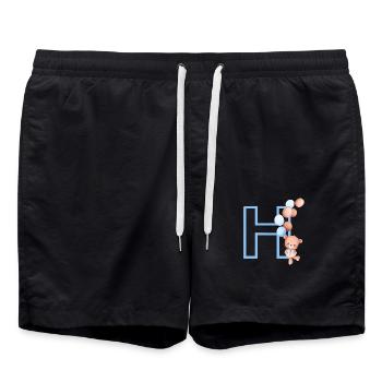 Lettre h bleue ours - Short de bain - noir - Devant - AI Model Male 185 light (185cm)