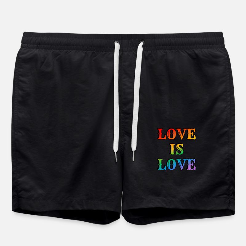 Rainbow Love is Love - Swim Trunks - black