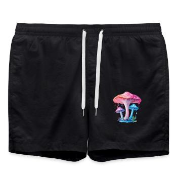 Champignon rose bleu - Short de bain - noir - Devant - AI Model Male 185 light (185cm)