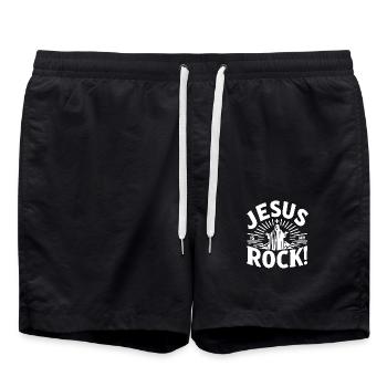 Jésus est mon rocher - Short de bain - noir - Devant - AI Model Male 185 light (185cm)