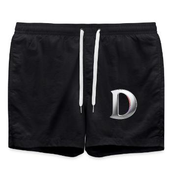 Chrome ,, D " Metallic - Badeshorts - Schwarz - Vorne - AI Model Male 185 light (185cm)