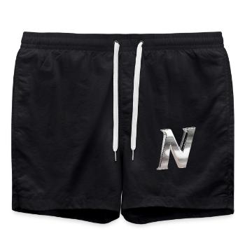 Chrome ,, N " Metallic - Swim Trunks - black - Front - AI Model Male 185 light (185cm)