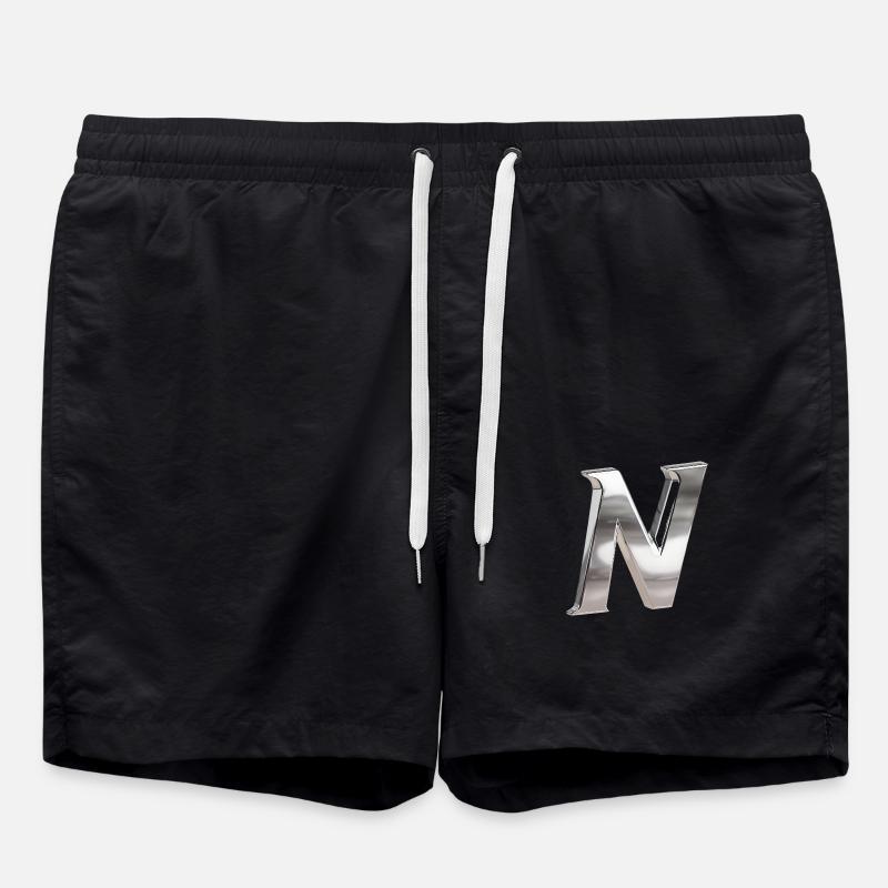 Chrome ,, N " Metallic - Swim Trunks - black