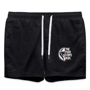 Eishockey Design für wahre Fans - Badeshorts - Schwarz - Vorne - AI Model Male 185 light (185cm)