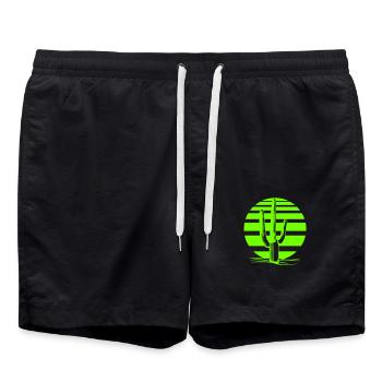 Kaktus Wüste Sonnenuntergang Abend Nacht Kakteen - Badeshorts - Schwarz - Vorne - AI Model Male 185 light (185cm)