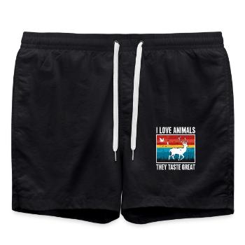 I love animals, they taste great! - Swim Trunks - black - Front - AI Model Male 185 light (185cm)