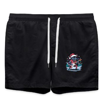 Christmas Wolf Rock – Festive and Wild - Swim Trunks - black - Front - AI Model Male 185 light (185cm)