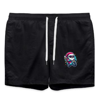 Santa Claus on a motorcycle - Swim Trunks - black - Front - AI Model Male 185 light (185cm)